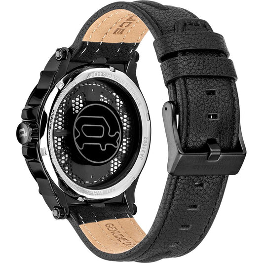 Black Leather Dress Watch