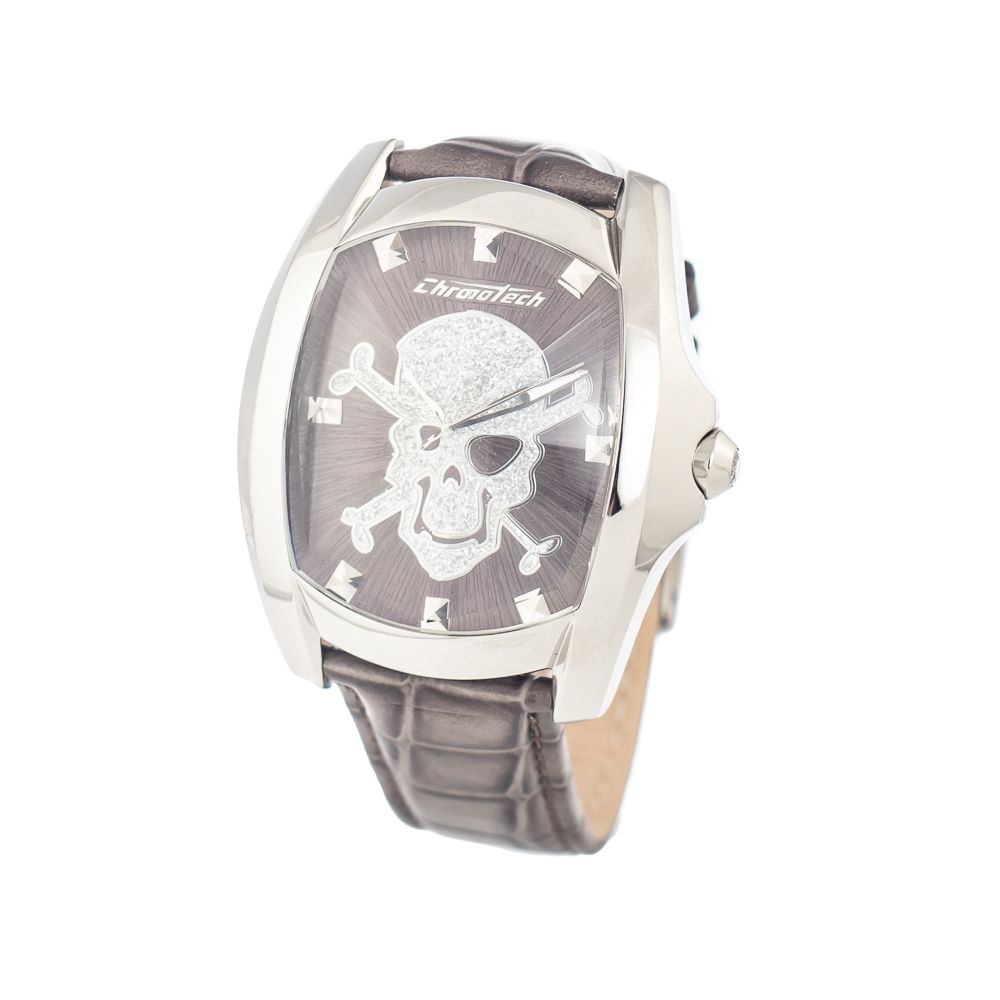 Gray Leather Dress Watch