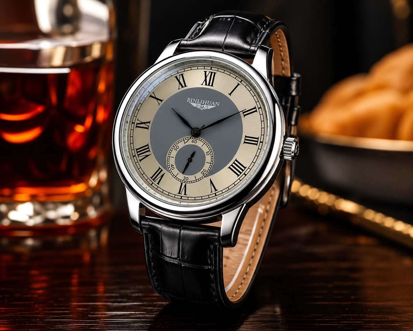 WLISTH Classic Luminous Quartz Watch – Leather Band, Waterproof