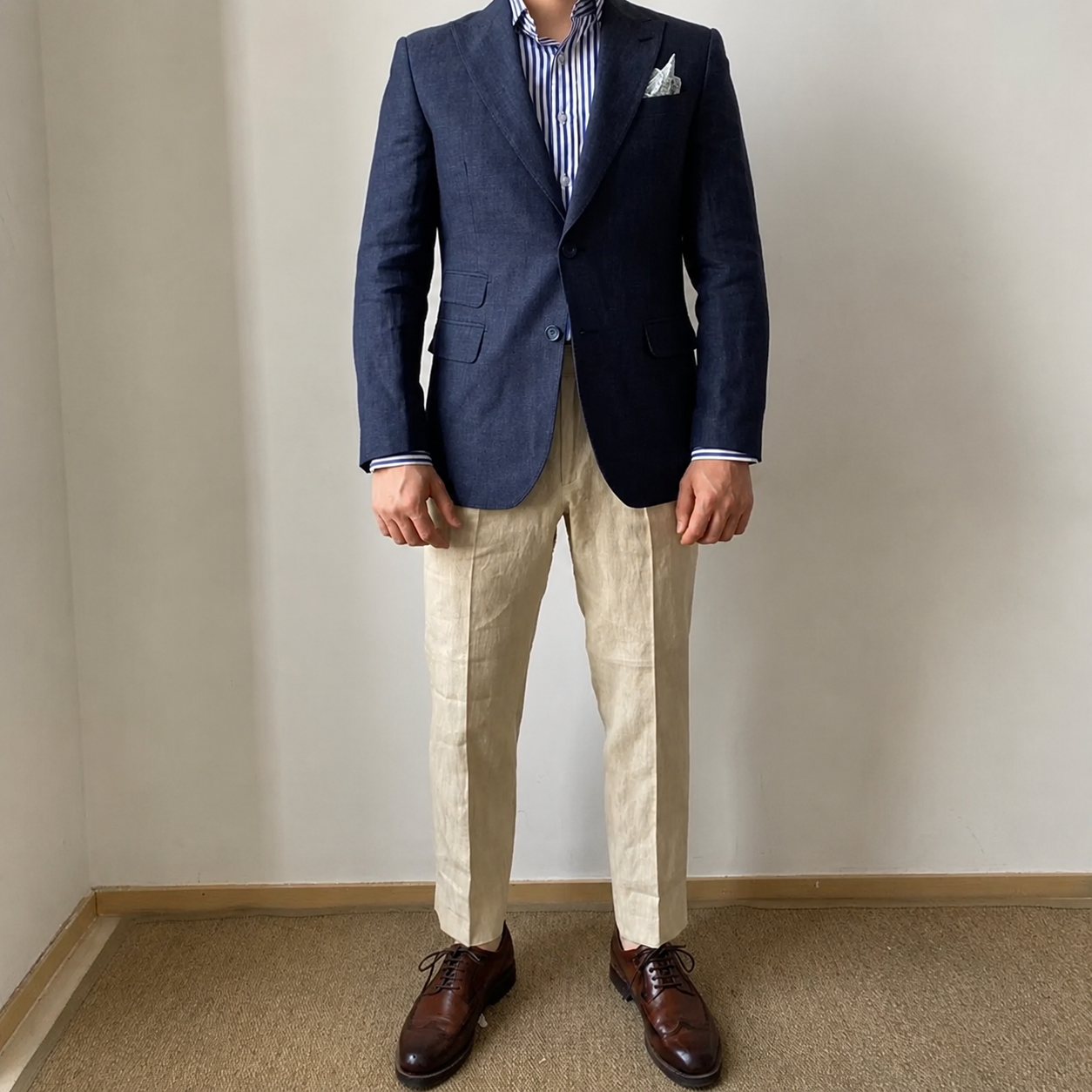 Men's Navy Linen Blazer — British Gentleman Edition