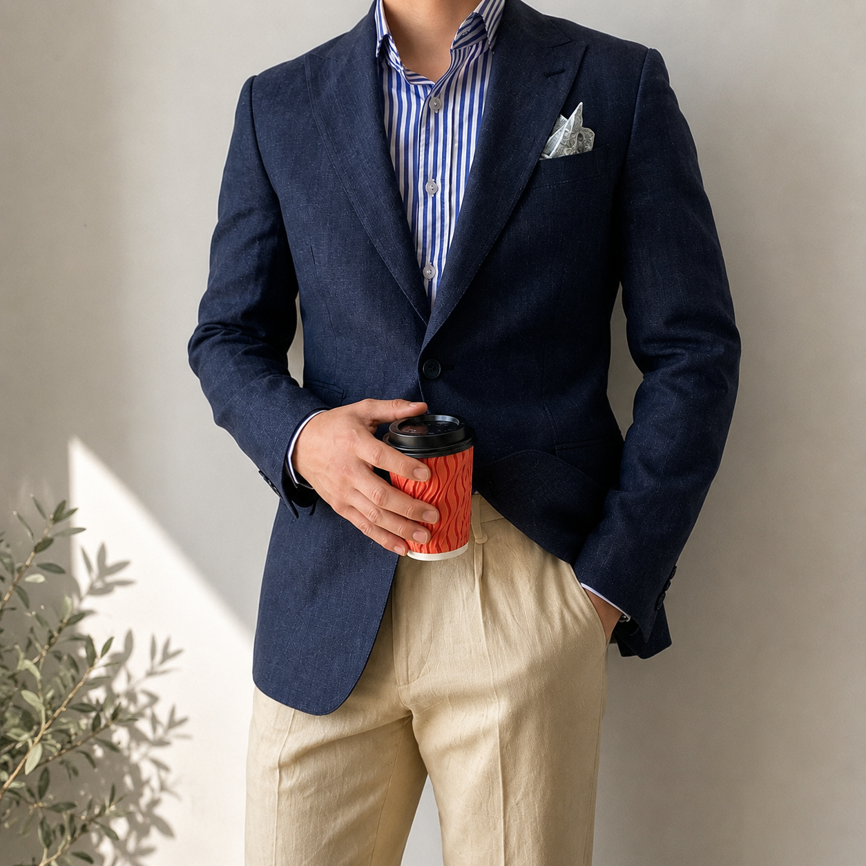 Men's Navy Linen Blazer — British Gentleman Edition